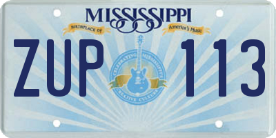 MS license plate ZUP113