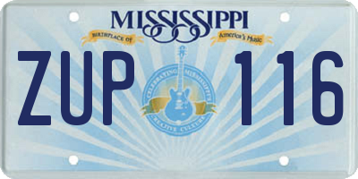 MS license plate ZUP116