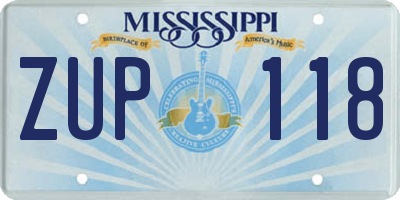 MS license plate ZUP118