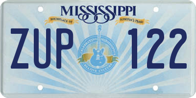MS license plate ZUP122