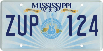MS license plate ZUP124