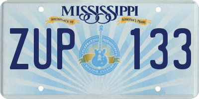 MS license plate ZUP133
