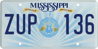 MS license plate ZUP136