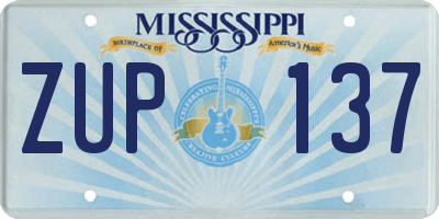 MS license plate ZUP137