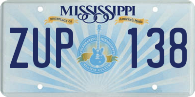 MS license plate ZUP138
