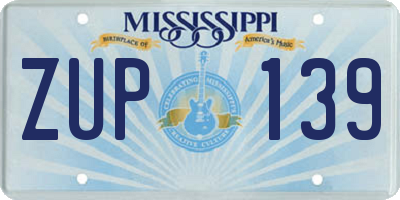 MS license plate ZUP139