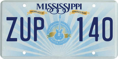 MS license plate ZUP140