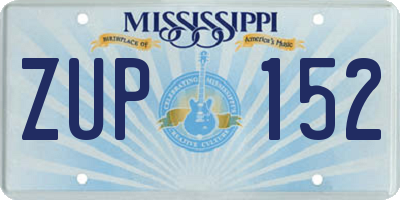 MS license plate ZUP152