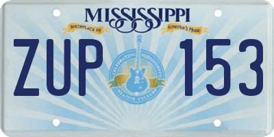 MS license plate ZUP153
