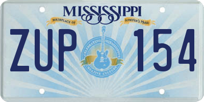 MS license plate ZUP154