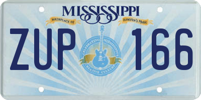 MS license plate ZUP166
