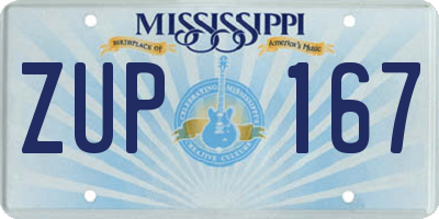 MS license plate ZUP167