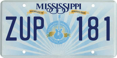 MS license plate ZUP181