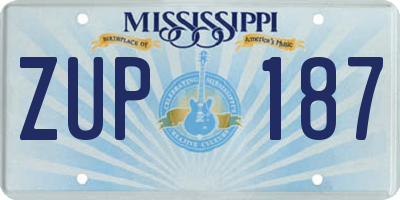 MS license plate ZUP187