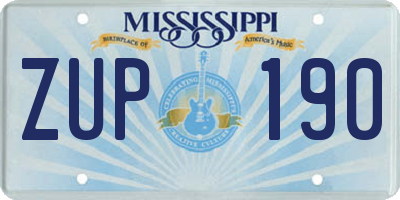 MS license plate ZUP190