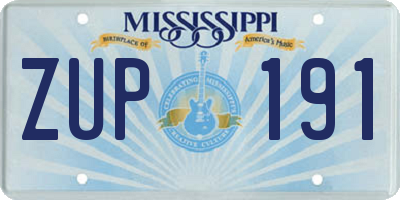 MS license plate ZUP191