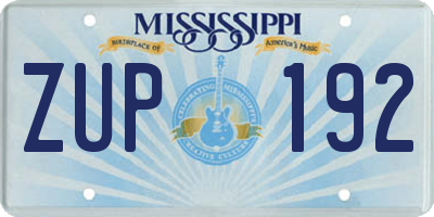 MS license plate ZUP192