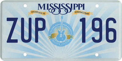 MS license plate ZUP196