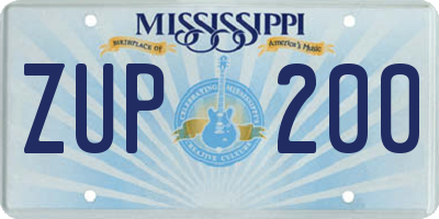 MS license plate ZUP200