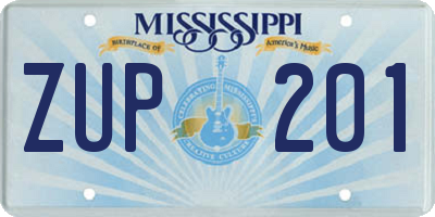 MS license plate ZUP201