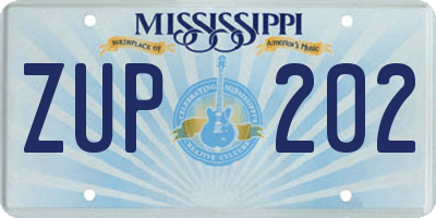 MS license plate ZUP202