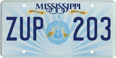 MS license plate ZUP203