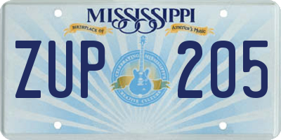 MS license plate ZUP205