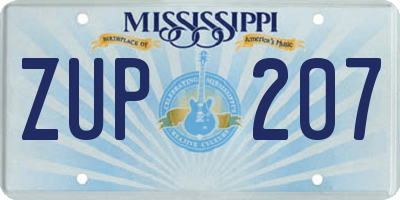 MS license plate ZUP207