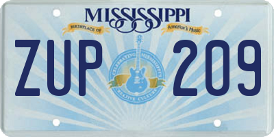 MS license plate ZUP209