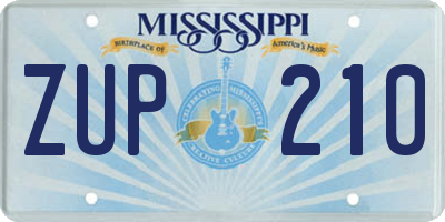 MS license plate ZUP210