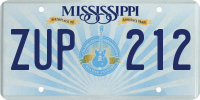 MS license plate ZUP212