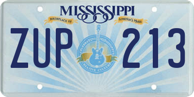 MS license plate ZUP213