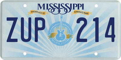 MS license plate ZUP214