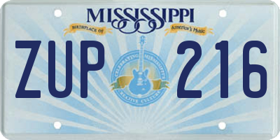 MS license plate ZUP216