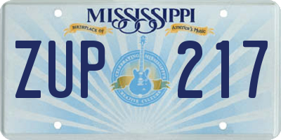 MS license plate ZUP217
