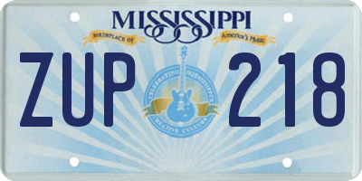 MS license plate ZUP218