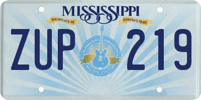 MS license plate ZUP219