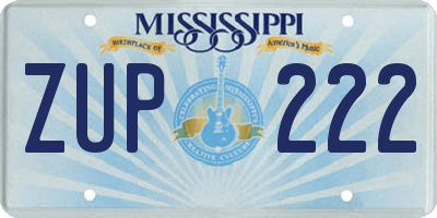 MS license plate ZUP222