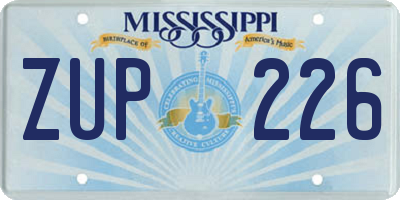 MS license plate ZUP226