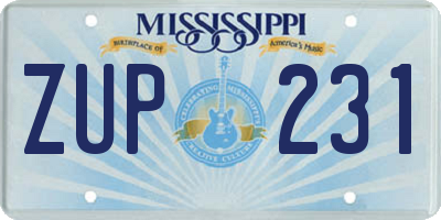 MS license plate ZUP231
