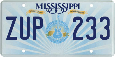 MS license plate ZUP233