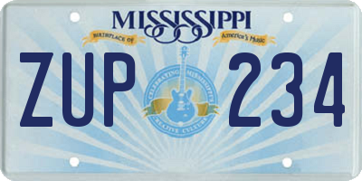 MS license plate ZUP234