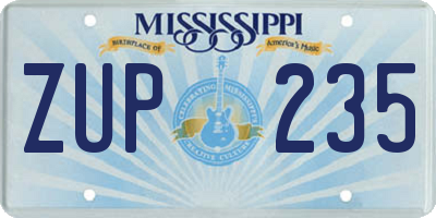MS license plate ZUP235