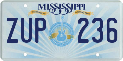 MS license plate ZUP236
