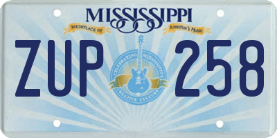 MS license plate ZUP258