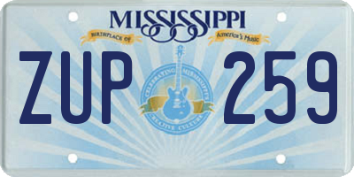 MS license plate ZUP259