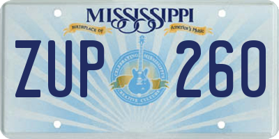 MS license plate ZUP260