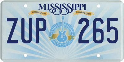 MS license plate ZUP265