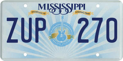 MS license plate ZUP270