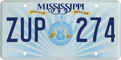 MS license plate ZUP274